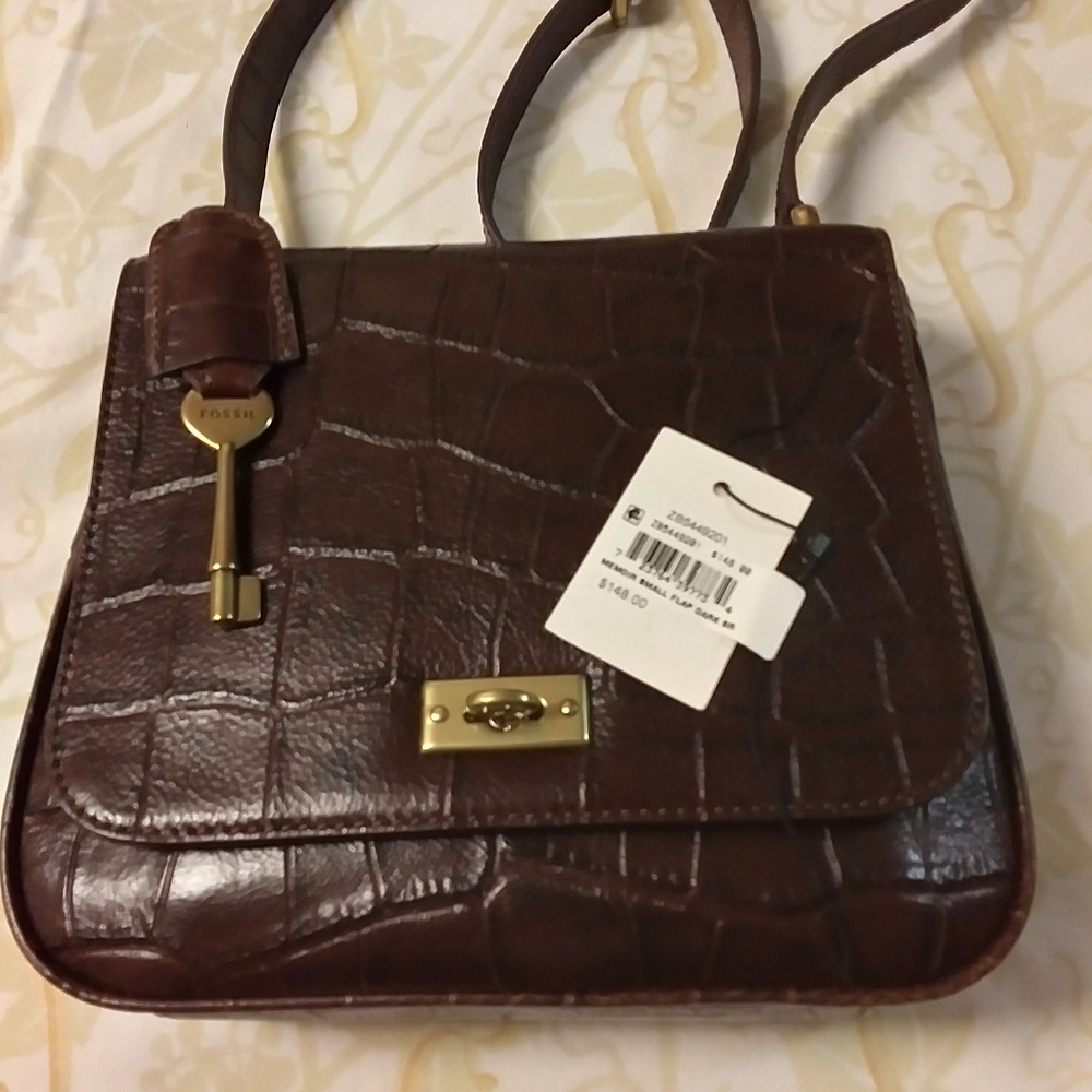 Fossil Bag Memoir Small Flap Dark Br